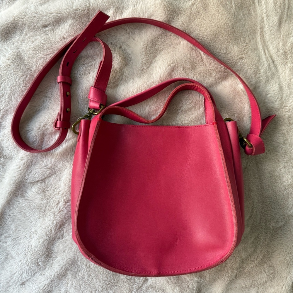 NWT Madewell The Sydney Leather Crossbody Bag Rosy Hibiscus Pink 🌺 - Picture 2 of 12